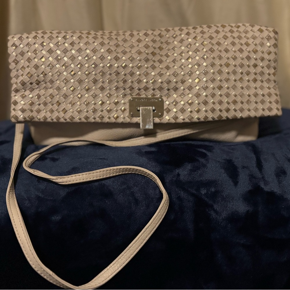 Elegant Cream Woven Clutch
